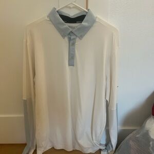 Nike Men's White and Light Blue Polo Shirt